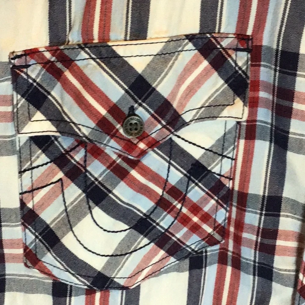 True religion plaid button down shirt